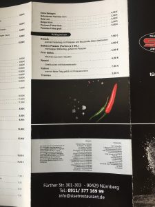 Siset Restaurant Speisekarte